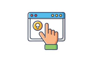 Bright and colorful hand click icon in a web interface, ideal for concepts like navigation, user experience, and digital operations vector