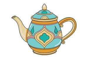 illustration of an elegant teapot with intricate designs and artistic patterns, perfect for traditional tea culture themes vector