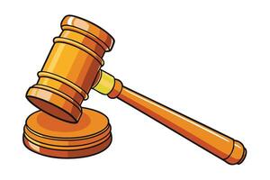 Detailed cartoon gavel icon with a round base, representing court, justice system, and auction proceedings in a creative style vector