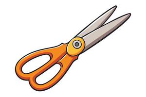 graphic of orange handled scissors with sharp blades in a clean and minimalist style on a white background vector