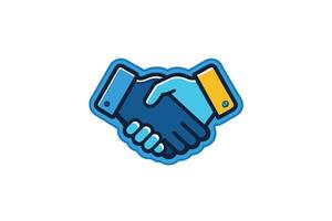 Modern flat illustration of a handshake icon symbolizing partnership, collaboration, agreement, teamwork, and mutual understanding vector