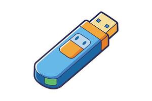 Colorful cartoon USB flash drive icon illustration for digital storage and data transfer, isolated on white background vector