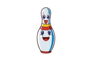 Adorable bowling pin cartoon icon with expressive facial features, ideal for digital projects, stickers, or fun illustrations vector
