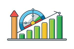 Creative financial infographic with bar graphs, data dashboards, and analytic gauges symbolizing business performance growth vector