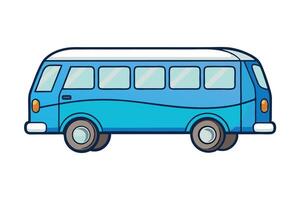 Cute and playful cartoon bus illustration, featuring colorful retro style details isolated on a clean white background vector