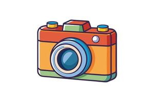 Creative colorful camera icon in a cartoon style, isolated on a white background, perfect for graphic design or digital content usage vector