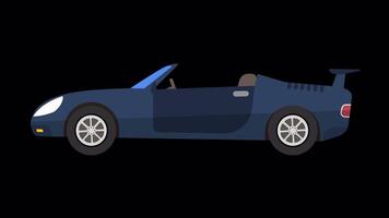 Cabriolet Car Animation 2d , Cartoon Car Alpha Channel Transparent Background 4K , Motion graphics seamless loop animated video