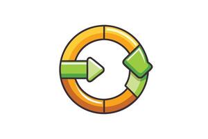 Modern illustration of a reload arrow symbol in a playful, vibrant, and professional style vector
