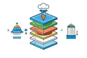 design of stacked layers showcasing agriculture, culinary arts, and food preparation steps in a visually appealing format vector