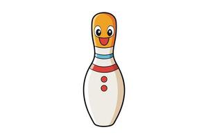 Cartoon style bowling pin character with vibrant colors and a joyful smile, set against a clean white background vector