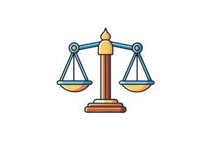 image of a law scale icon, representing balance, justice, and legal concepts, designed in a vibrant and minimalistic cartoon style vector