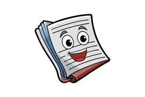 Cartoon newspaper character with happy expression, walking and cheerful, isolated on white background, perfect for educational designs vector