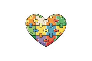 Creative and vibrant heart shaped puzzle design featuring multicolored interlocking pieces, representing connection and diversity vector