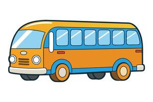 Colorful cartoon illustration of retro style bus icon with vibrant design and detailed features on a white background vector