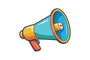 Cartoon style loudspeaker illustration featuring dynamic colors, suitable for communication and promotional visuals vector