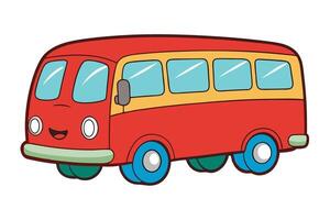 art of a cheerful retro bus icon with vibrant colors and classic design for transportation themed illustrations vector