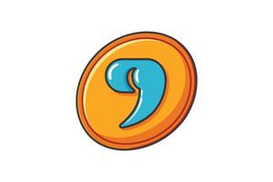 Unique artwork of a cheerful quotation mark character designed for communication and punctuation themed projects vector