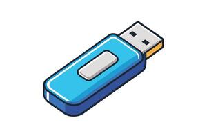 Cartoon USB memory stick with a modern design for data storage and transfer, vibrant colors, and sleek details vector