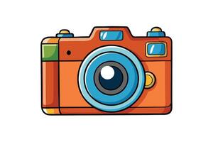 Colorful cartoon camera icon with vibrant design elements isolated on white background, perfect for educational or playful creative projects vector