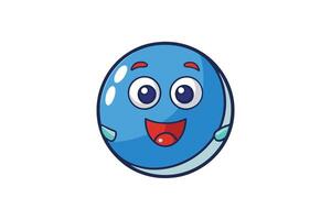 Cartoon style blue bowling ball character with a cheerful expression, playful design, and glossy finish, perfect for fun sports themes vector