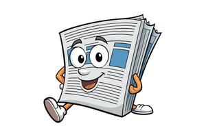 Adorable rolled up newspaper cartoon illustration with a smiling face, ideal for media, news, or publishing themed concepts vector