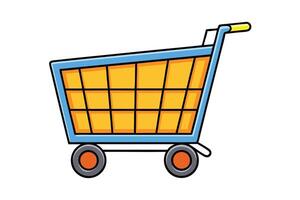 Bright and colorful shopping cart icon illustration on white background, perfect for retail, e commerce, and business concepts vector