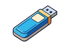 USB flash drive art featuring a clean, minimalistic style with blue casing, great for tech related graphic designs vector