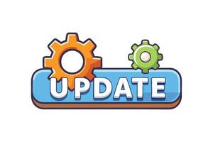 Bright and colorful update icon featuring gear and checkmark design, ideal for app interfaces, software updates, or digital communication vector