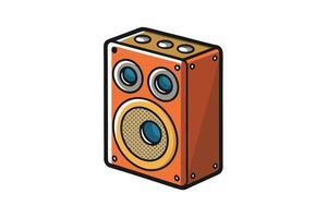 Cute and playful cartoon speaker icon featuring detailed elements and bright colors for multimedia and music themed illustrations vector