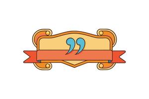 Smiling quotation mark emoji inside decorative frame, representing communication, creativity, and inspirational quotes on white background vector