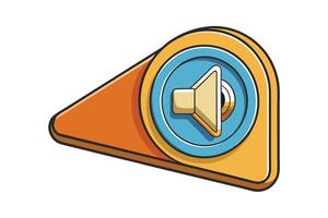 Dynamic speaker and sound control icon with bright, vibrant colors, tailored for web, app design, and multimedia purposes vector