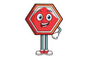 Friendly animated red stop sign character with arms and legs, smiling and standing upright, perfect for traffic education visuals vector