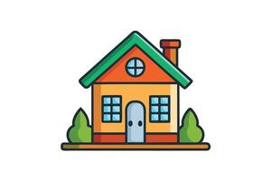 Stylized graphic of a small house with vibrant details, perfect for concepts like family, residence, and architecture vector