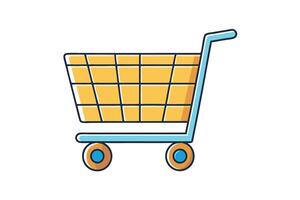 Fun and eye catching shopping cart graphic design with clean lines and bold colors for commercial and creative use vector