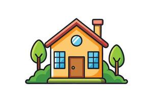 Creative cartoon style home design with bold colors and decorative elements, symbolizing comfort, shelter, and community vector