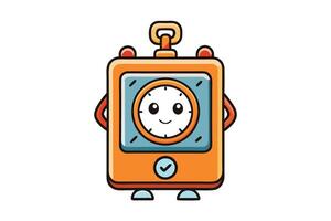 Cute timer character featuring a smiling face, colorful design, and whimsical details for creative projects and concepts vector
