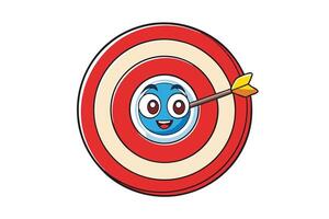 Cartoon bullseye icon with vibrant target design and an arrow hitting the center, perfect for goal setting and achievement visuals vector