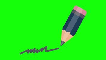 Animation of a pencil icon on a green background. Pencil draws a line which then disappears. Notes, reminders. video