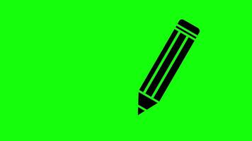 Animation of writing pencil icon. 3 variants of drawing with a pencil. Pencil draws a line, which then disappears. Green background. Notes, reminders. video