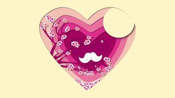 Heart in papercut style with two little birds kissing. video