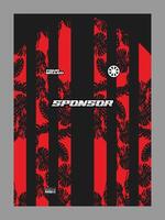 A red and black abstract jersey design vector