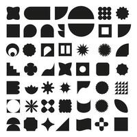 Abstract silhouettes of geometric shapes and icons. Brutal modern design in black. Swiss design aesthetics.Set of primitive elements. vector
