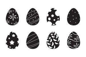 Set of black and white Easter eggs with pattern. Collection of chicken eggs for Easter design. vector