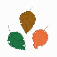 A set of 3 autumn leaves of different colors. vector