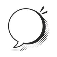 A black and white speech bubble with a dot pattern vector