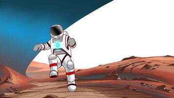 Astronaut on Mars 2D Animation - Red Planet Jumps, Spacewalk Exploration, Mars Mission Adventure, Martian Journey, or Customizable Space Animation, Perfect for Text or Title Space background video