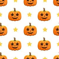 Seamless holiday pattern with pumpkins on a white background. vector