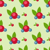 Seamless pattern with ripe berries on a green background vector