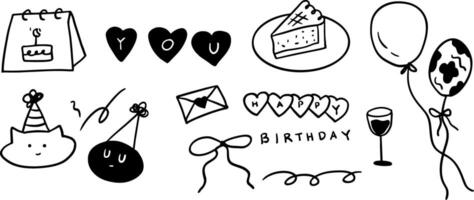 Birthday Art Set for Fun and Minimalist Party Projects vector