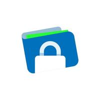 Flat illustration of e wallet with a padlock, secure money storage in digital accounts. for financial services, fintech apps, cybersecurity, or digital banking and payment systems vector